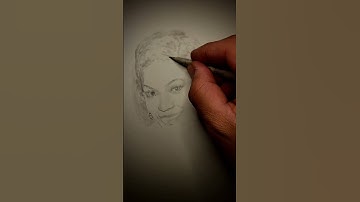 Drawing Beyoncé Giselle  step by step using a pencil.