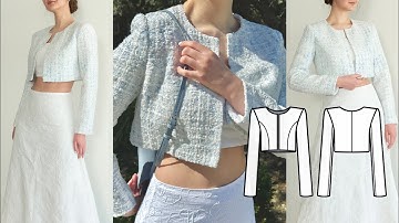Chanel-Inspired Jacket Tutorial - How to Sew a Tweed Jacket + Sewing Pattern 🩵
