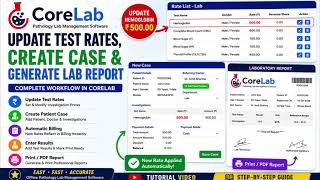 How to Update Lab Test Rates in CoreLab | New Rate Applies Only to New Cases | Offline Lab Software
