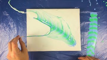 Acrylic Pouring String Pull - Abstract Peafowl