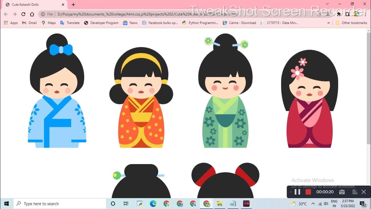 cute kokeshi dolls | HTML, CSS, JS projects | Study easier by Pooja ...
