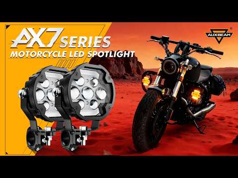 Auxbeam® 4 Inch LED Motorcycle Auxiliary Spotlight, AX7 Series Dual Color Switchback with 3+4 Modes