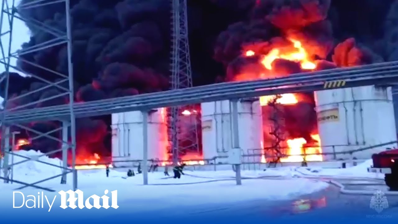 Ukrainian drone destroys Russian oil tanks in Bryansk