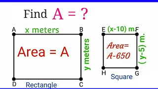 Rectangle becomes Square when its length and breadth are reduced (A = ? )