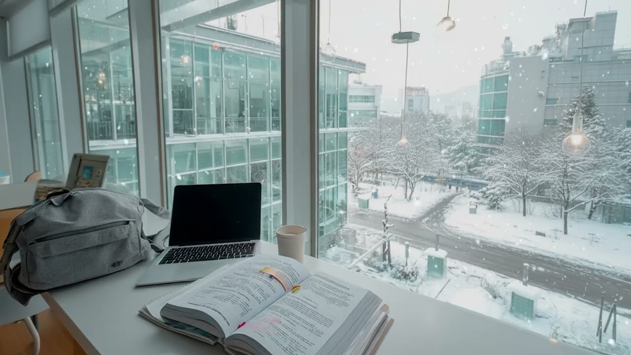 3Hours Deep Focus Piano Music | 📚 Productivity Music | 눈 내리는 창밖과 깊은 집중 | 공부 음악