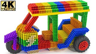 Magnet Challenge - How To Make Electric Rickshaw (Tuk Tuk) From Magnetic Balls | ASMR Videos