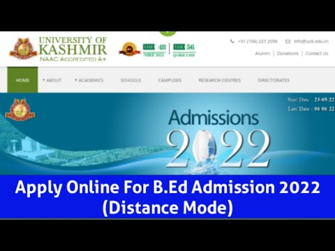 How to Apply Online for B.Ed 2022 (Distance Mode) Admission | University of Kashmir