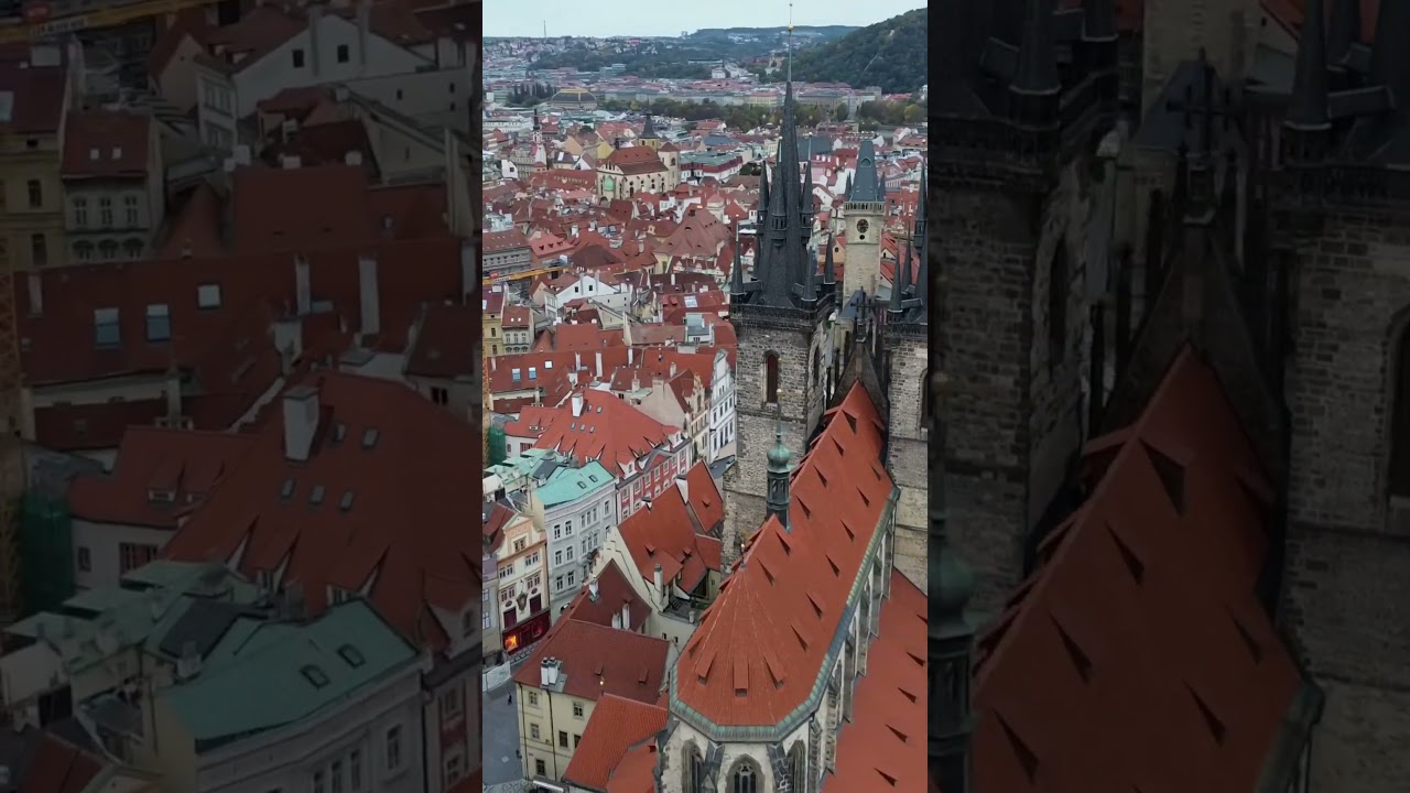 Týn Church – Drone View, Prague Old Town | Týnský chrám z dronu 