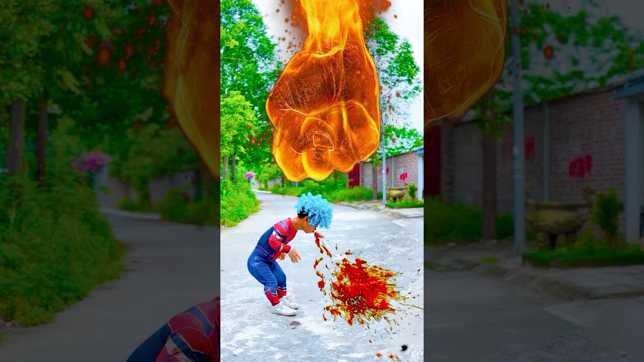 Spiderman angry turn into giant defeat bad guy avenge his teammates #shorts #spiderman #hulk