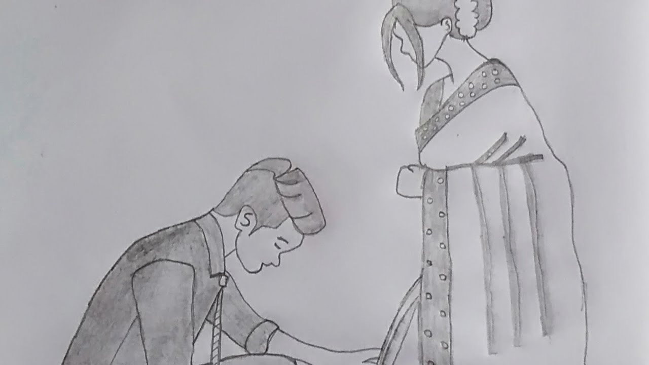 How To Draw A caring cute couple - pencil sketch || Drawing video for ...