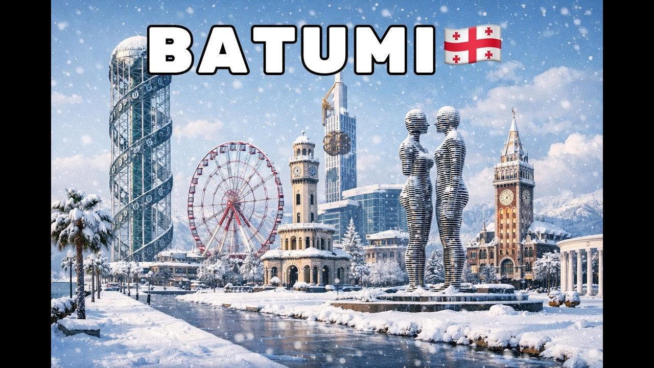 Зимний Батуми в феврале + грузинская народная песня в исполнении мужского хора. Расслабляющее видео