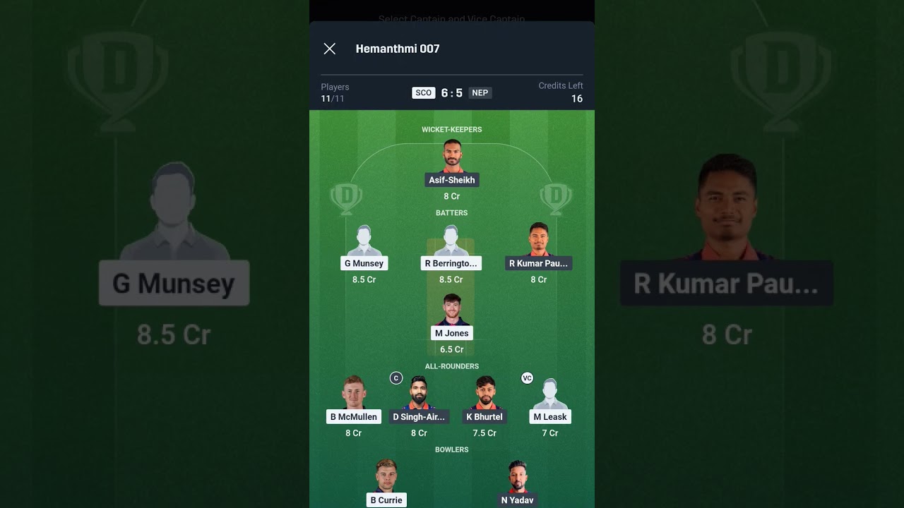 SCO vs NEP Dream11 Prediction | SCO vs NEP Dream11 | Scotland vs Nepal T20 Match