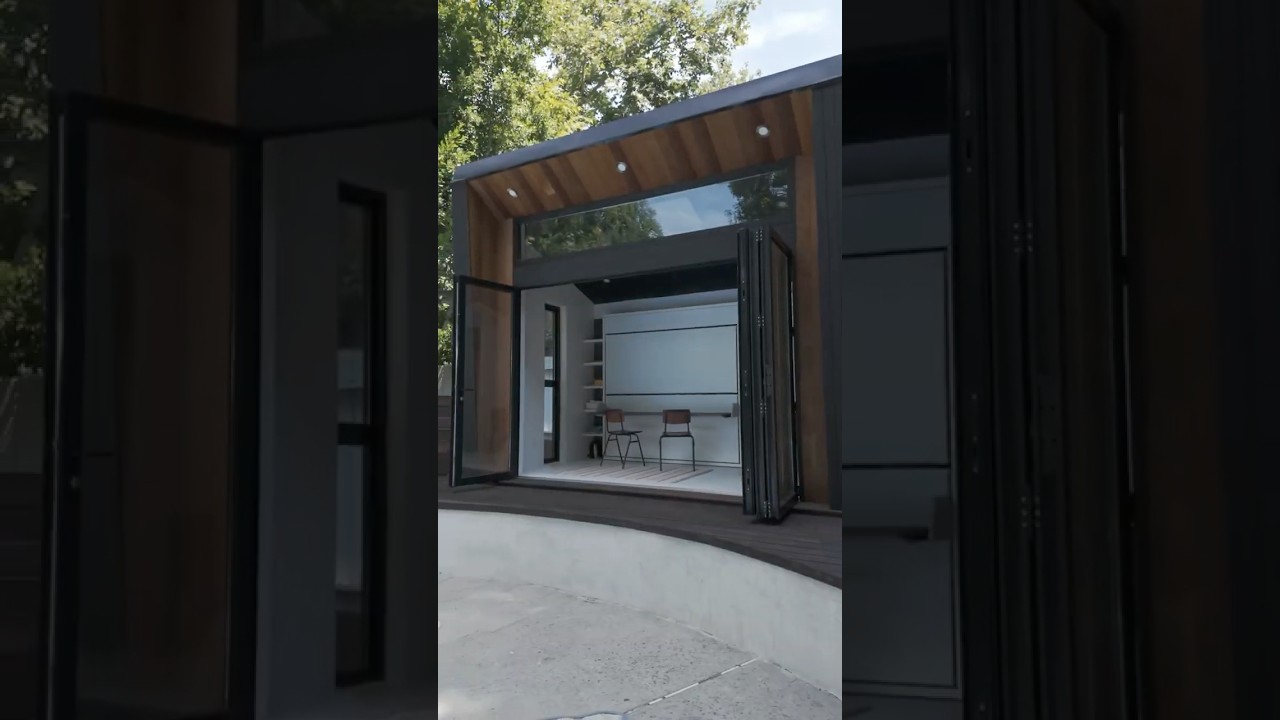 Backyards, Reimagined. 120 square foot luxury shed transforms this California backyard.