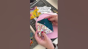 Charm pack half square triangles, 2 at a time and 4 at a time methods explained! #quilting #quilt