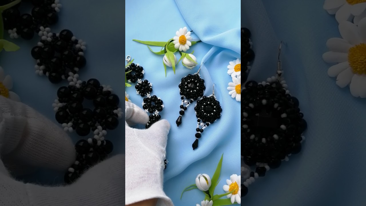 Black jewelry / Bracelet / Earrings / Earrings and Bracelet Set / Set For Her / Черные украшения