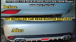 INSTALLING UNIVERSAL CAR REAR BUMPER DIFFUSER.DAGDAG ANGAS SA MGA KOTSE.DIY INSTALLED MULA SA SHOPEE