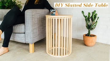 How To Build A SLATTED Wooden Side/End Table | Modern Furniture DIY