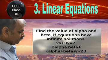 Find alpha and beta, if equations have infinite solutions 2x+3y=7   2alpha beta+(alpha+beta)y=28