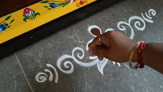Easy border rangoli designs Friday rangoli Daily rangoli Border muggulu Simple muggulu