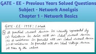 GATE EE Previous Years Solved Questions | Network Analysis | Network Basics | Question Number 04
