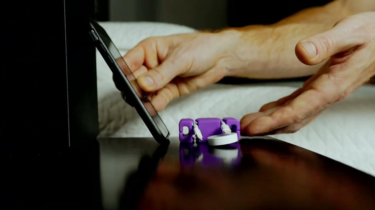 A Better Way to Charge and Use Your Phone Around a Nightstand Hold & Wrap Cords and Stand