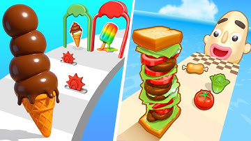 Stacky Ice Cream Runner 🆚 Sandwich Runner🌻🧿🌺🌈Max Levels Walkthrough Android IOS Update Gameplay 8911