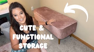 Cute Pink Storage Bench that is Sturdy and Soft Amazon Find screenshot 1