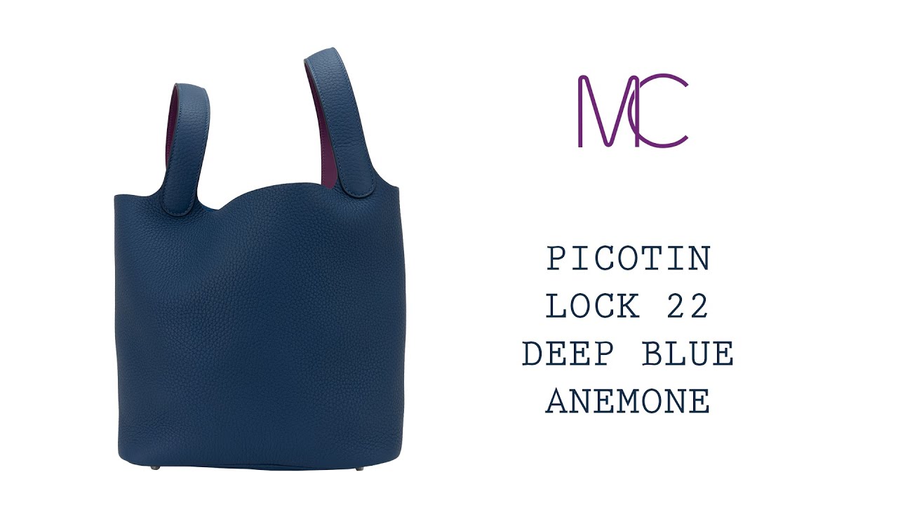 Hermes Picotin Lock Eclat 22 Bag Deep Blue Anemone Clemence Palladium