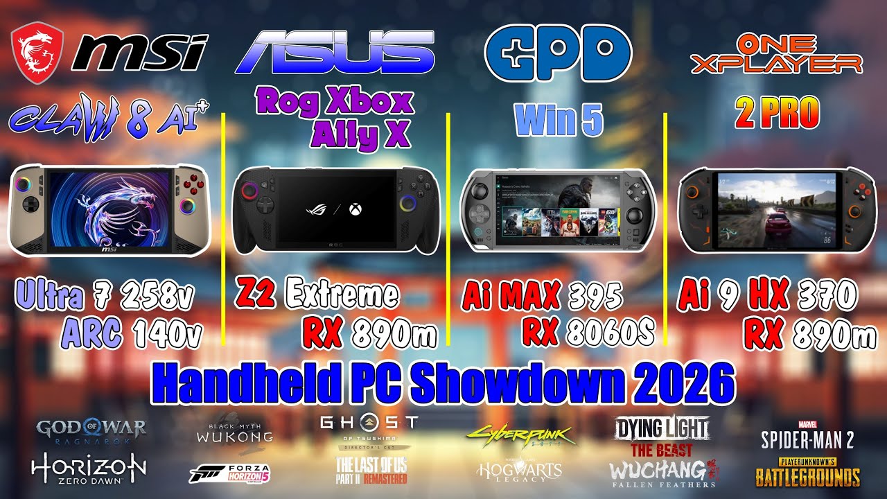 VSシリーズまとめ　※P18 P19カード追加 Xbox Ally X vs GPD Win 5 vs MSI Claw 8 AI vs X1 Pro | 20W TDP
