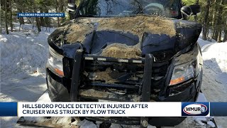 Hillsborough police detective injured after cruiser struck by snow plow