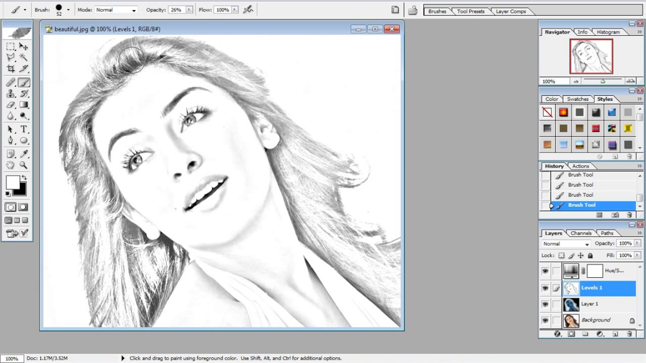 How to make pencil drawing in Photoshop Cs3  Its easy to sketch  YouTube