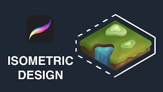 How To Draw An Isometric Illustration In Procreate Beginner - Landscape, Minecraft Inspired Cube