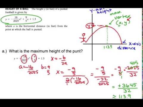 Application Problem with a Football and Quadratic function 