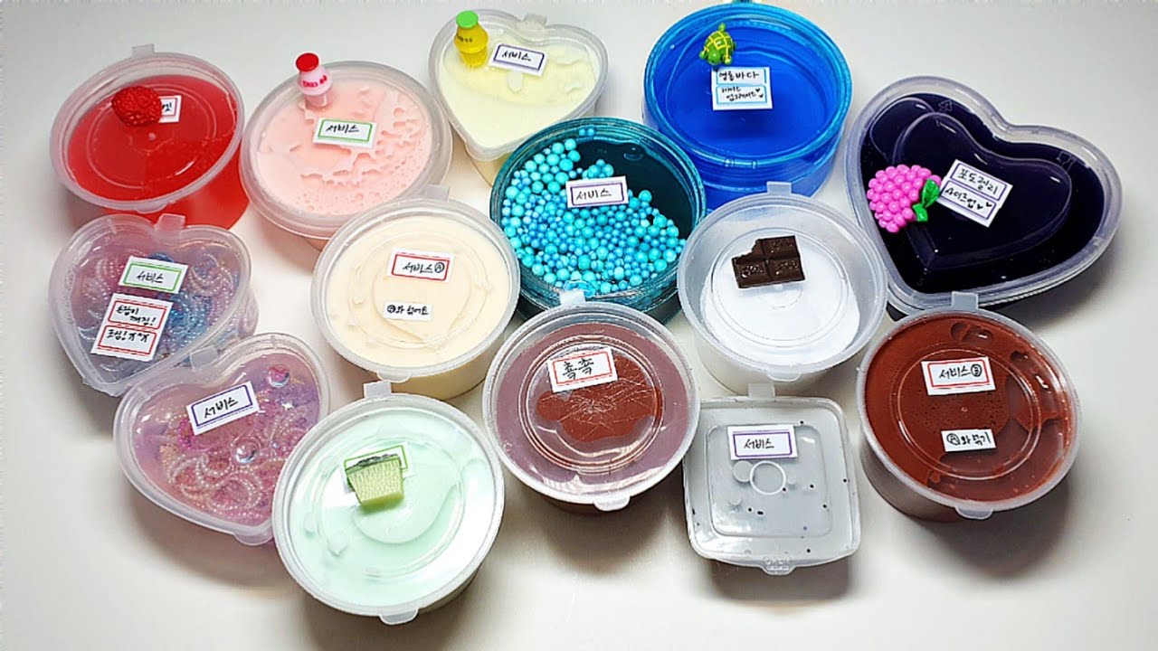 🐣 조그만 슬라임이 가득!! 마리삥 슬라임 후기 / 16,000원 랜덤박스 / 지글리 폼볼 등 / 리뷰 Slime review سال لعابه / 박뮤즈