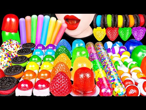 ASMR RAINBOW DESSERTS FROZEN NIK-L-<strong>NIP</strong> KOHAKUTO 무지개 디저트 얼린 닉클립 아이스캔디 먹방 EATING SOUNDS MUKBANG
