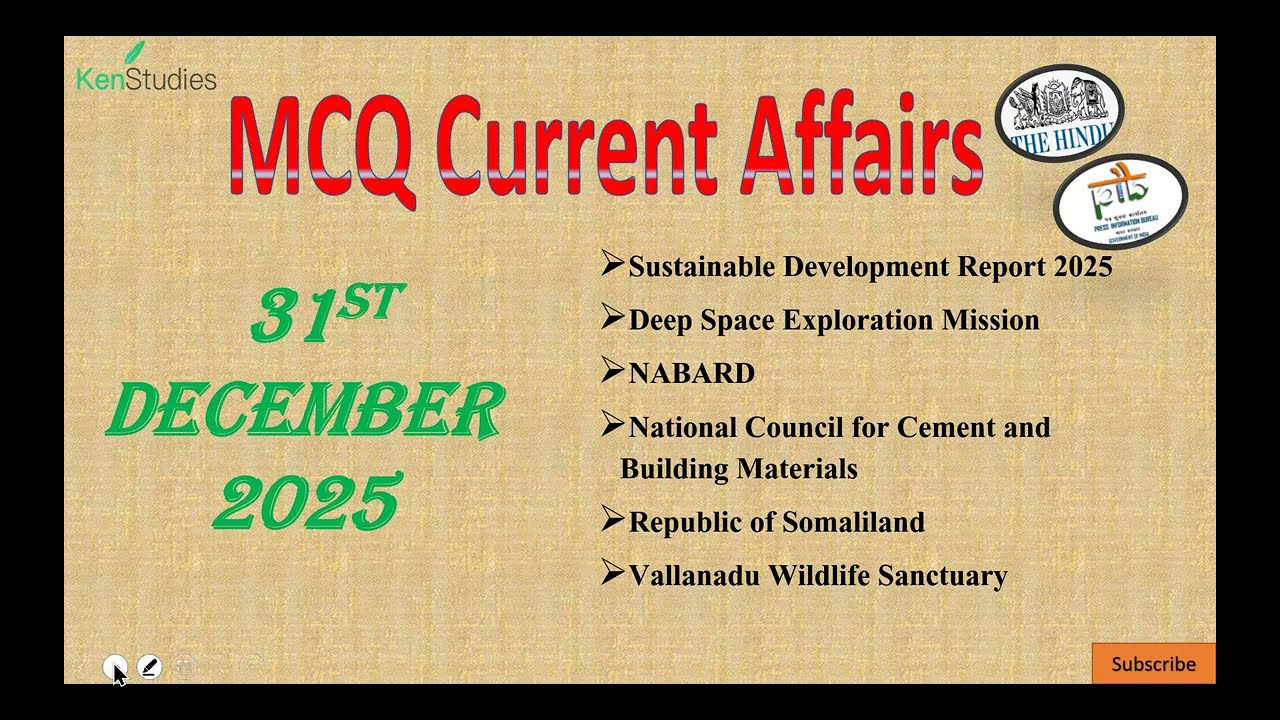 MCQ Current Affairs 31st December 2025 Useful for CAPF(AC), CDS, CSE, State PCS and Different Exams