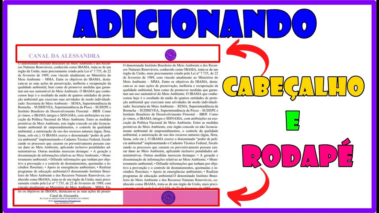 Como Colocar Cabeçalho e Rodapé em meus Textos - YouTube