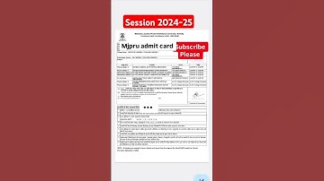 MJPRU Admit Card 2024-25 #mjpru #mjpruadmitcard  #mjpruadmitcard2024 #mjpru_admit_card_2024 #bsc #ba