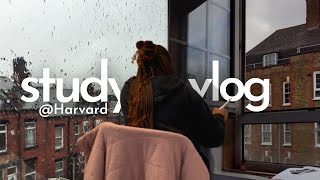 rainy day study vlog 🌧 👩🏾‍💻 Harvard midterm week prep, cozy study day