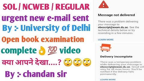 urgent new mail send by Delhi University your answer is not submitof OBE || SOL / NCWEB / REGULAR