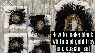 Black and White coaster/tray set