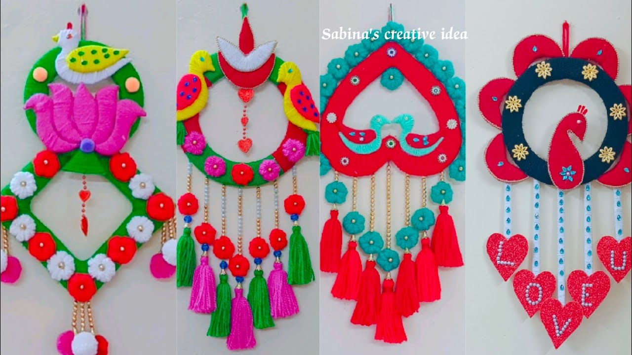 4 Different Types of Wall Hanging Craft Ideas/ Diy Woolen Craft/ Easy
