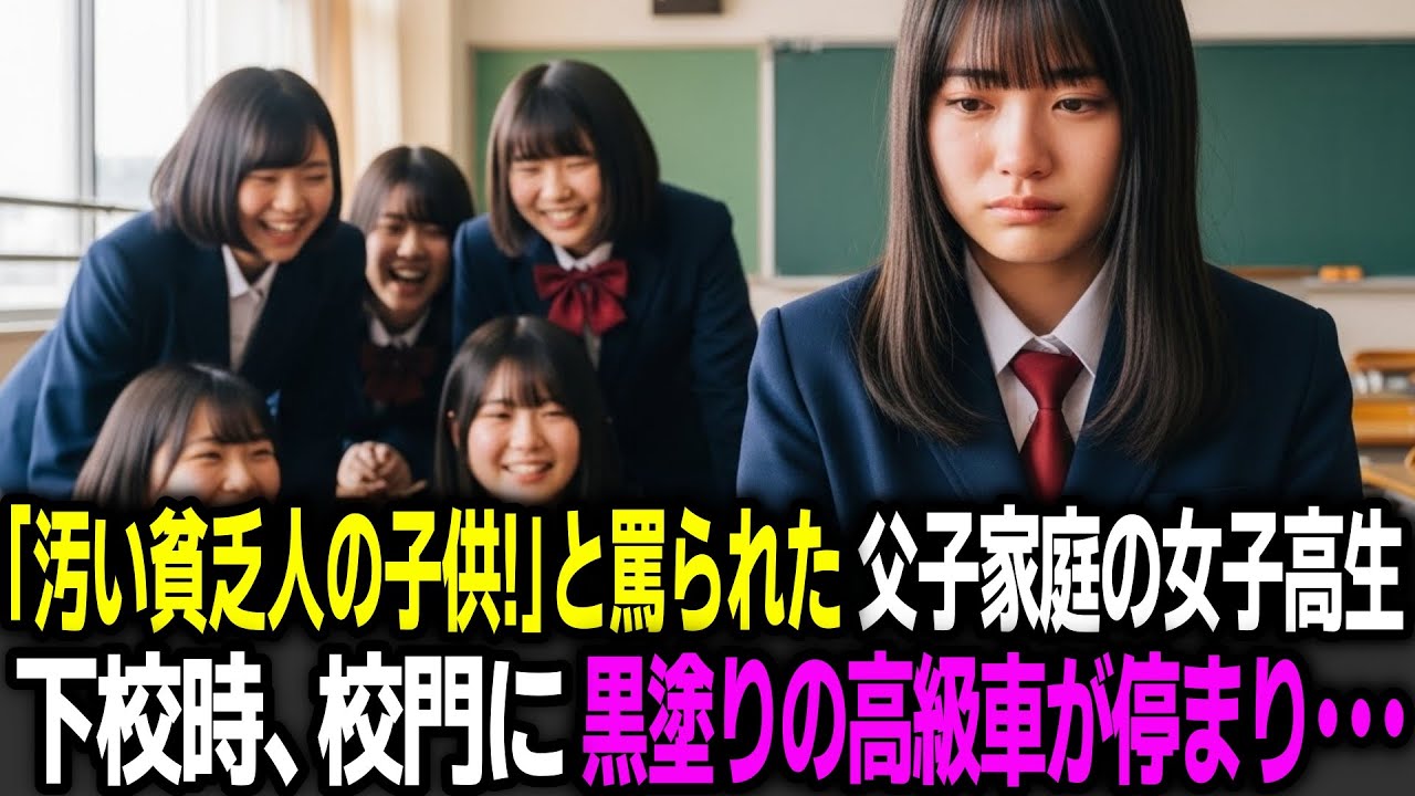 「貧乏人の子供！」と同級生に罵られた父子家庭の女子高生。校門に黒塗りの車が停まり･･･