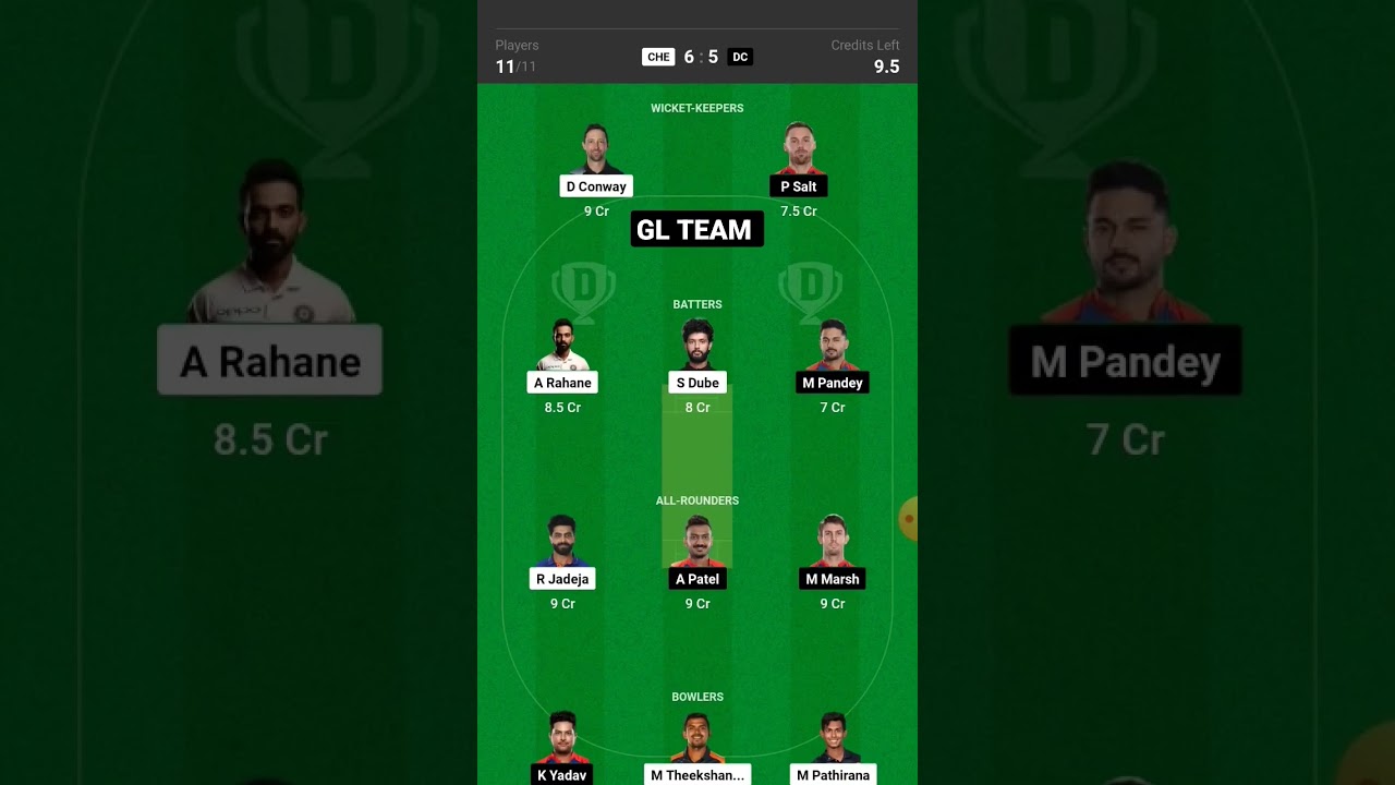 CSK vs DC GL Dream11 Team |DC vs CSK dream11 prediction |CSK vs DC Dream11 Today Match |DC vs CSK