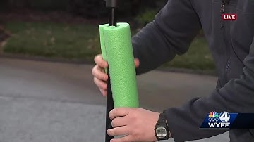 WYFF News 4 Meteorologist Griffin Hardy gives insulation hack demo