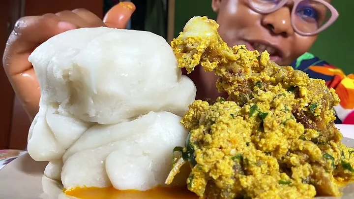 Asmr Fufu & Egusi soup with goat meat and chicken mukbang / Nigerian food mukbang 