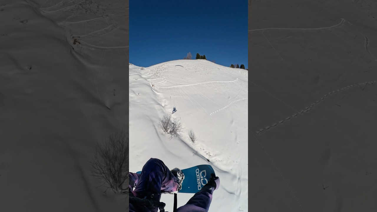 Snowboarding and flying #snowboarding #snowboard #powder #powderplay #kite #flying