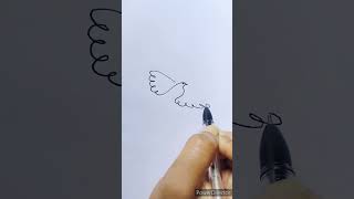 Easy Bird Drawing One Line Art 🕊️ #drawing #shorts