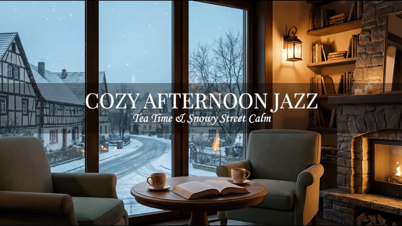 Cozy Afternoon Jazz 🎷 | Tea Time & Snowy Street Calm