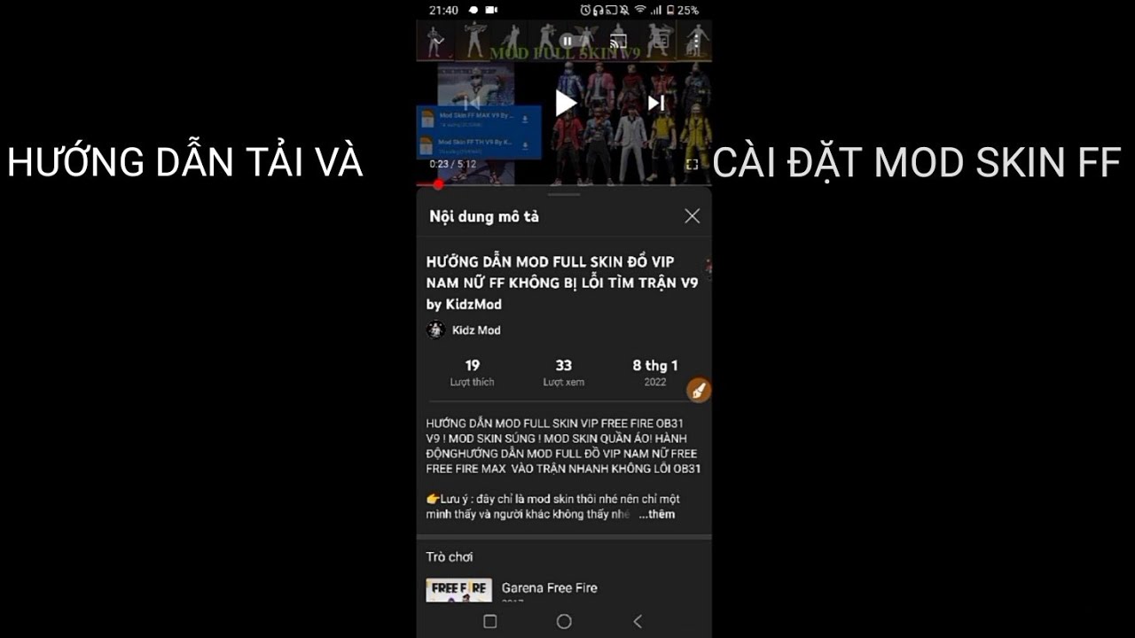 HƯỚNG DẪN TẢI VÀ CÀI ĐẶT MOD SKIN FF BY KIDZMOD